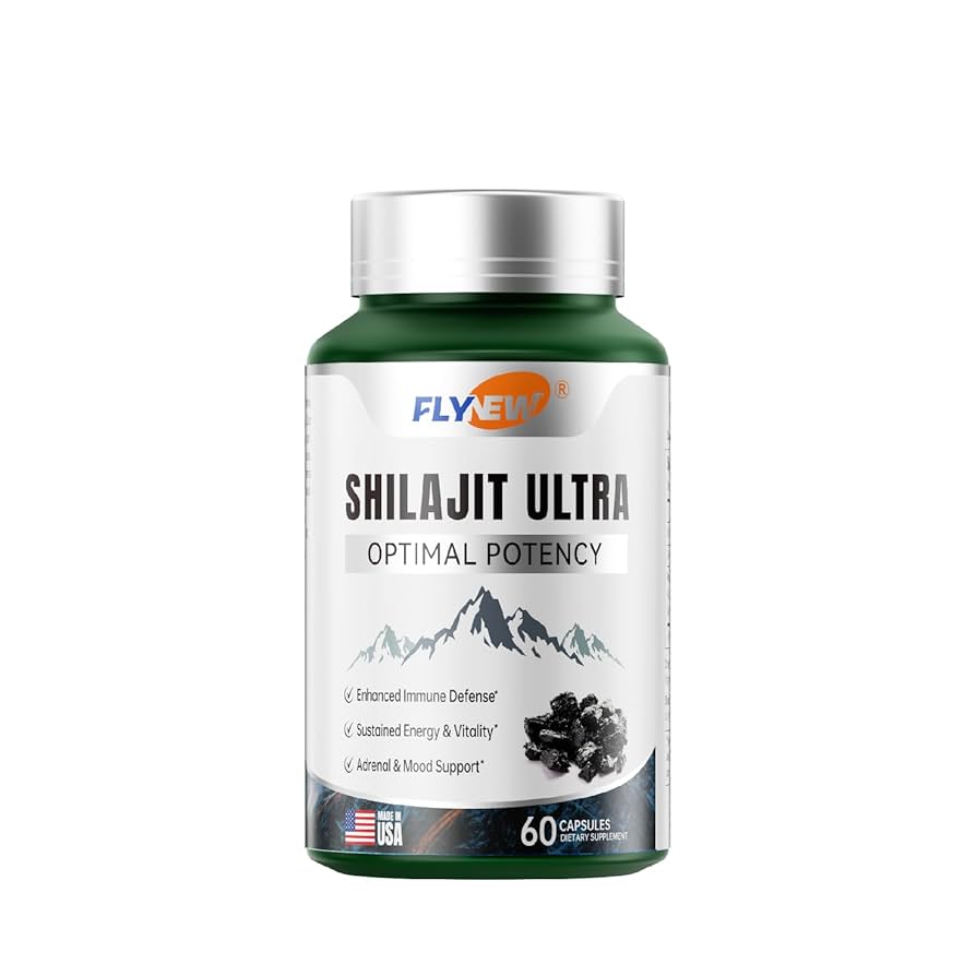Flynew Shilajit Ultra - Shilajit with Naturally Fulvic Acid & L-Arginine, Himalayan Shilajits for Extra Power, Stamina & Immune Support, 60 cap