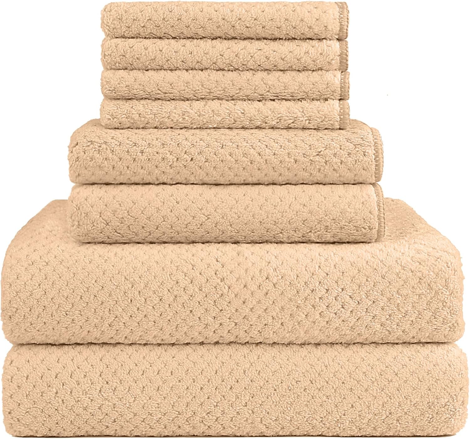 HOMEXCEL 6 Piece Premium Towels Set, 2 Bath Towels, 2 Hand Towels, and 2 Wash Cloths