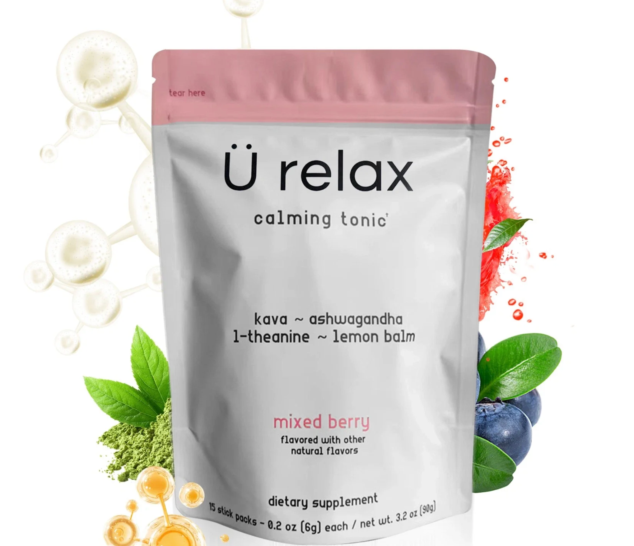 U Relax Calming Tonic- 15 Packets MIXED BERRY Flavor Relax Calming Drink
