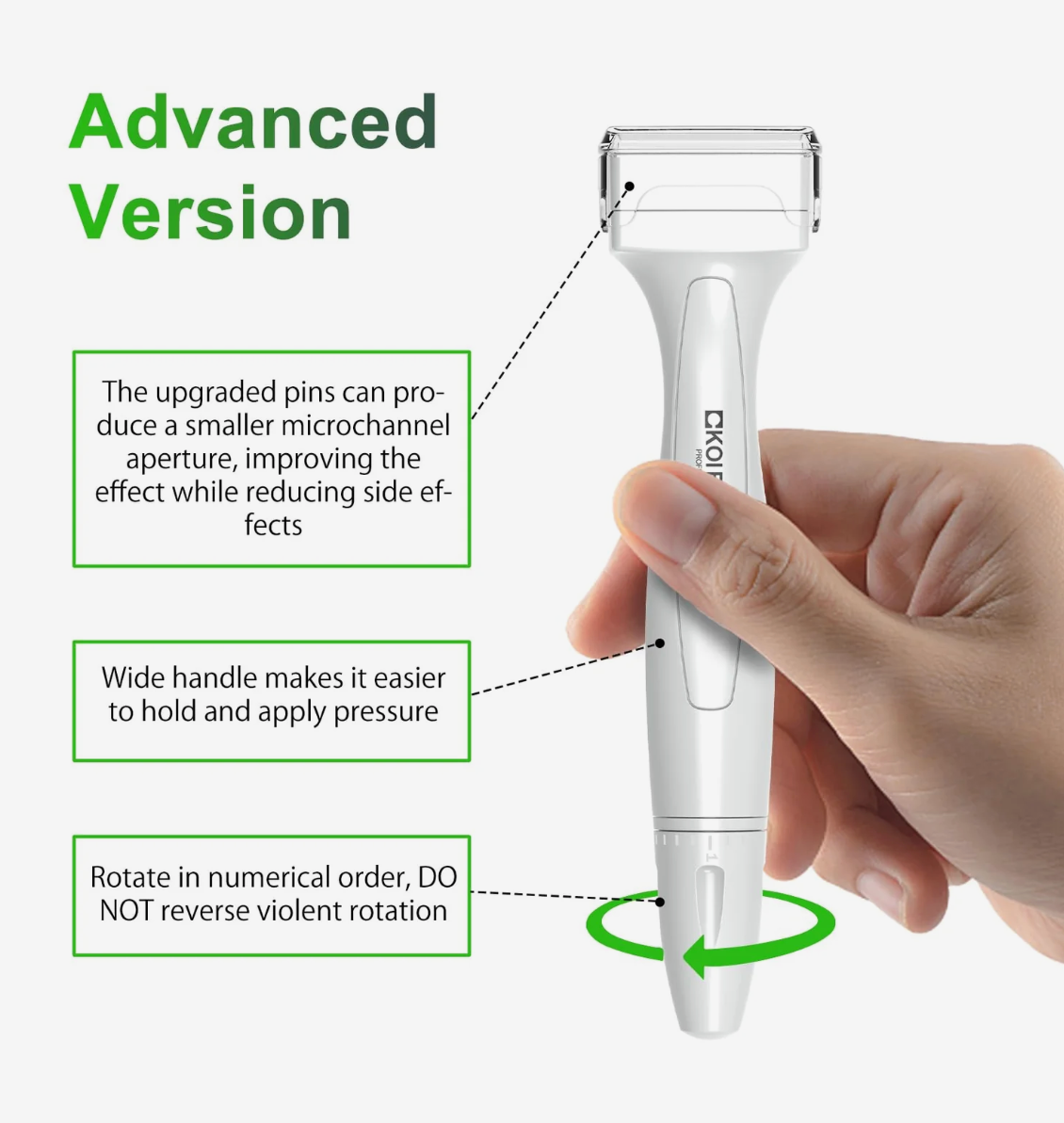 Koi Beauty Adjustable Microneedle Derma Stamp - Professional Derma Stamp for Men Women, Advanced Adjustable Microneedle Stamp Pen