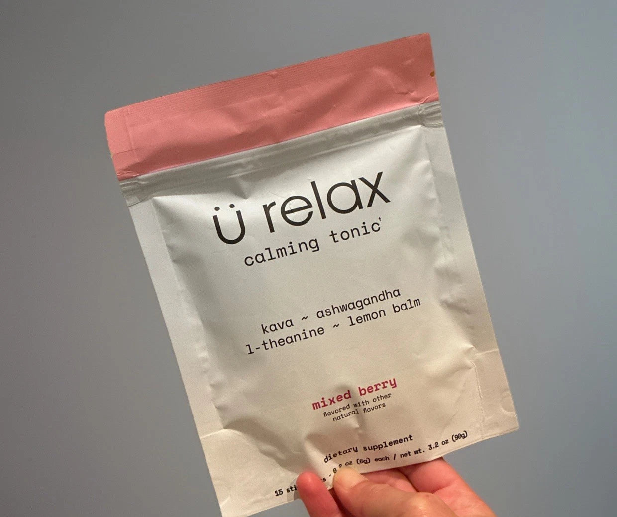 U Relax Calming Tonic Drink Mix – Mixed Berry Flavor – 15 Packets – Natural Stress Relief & Relaxation Supplement