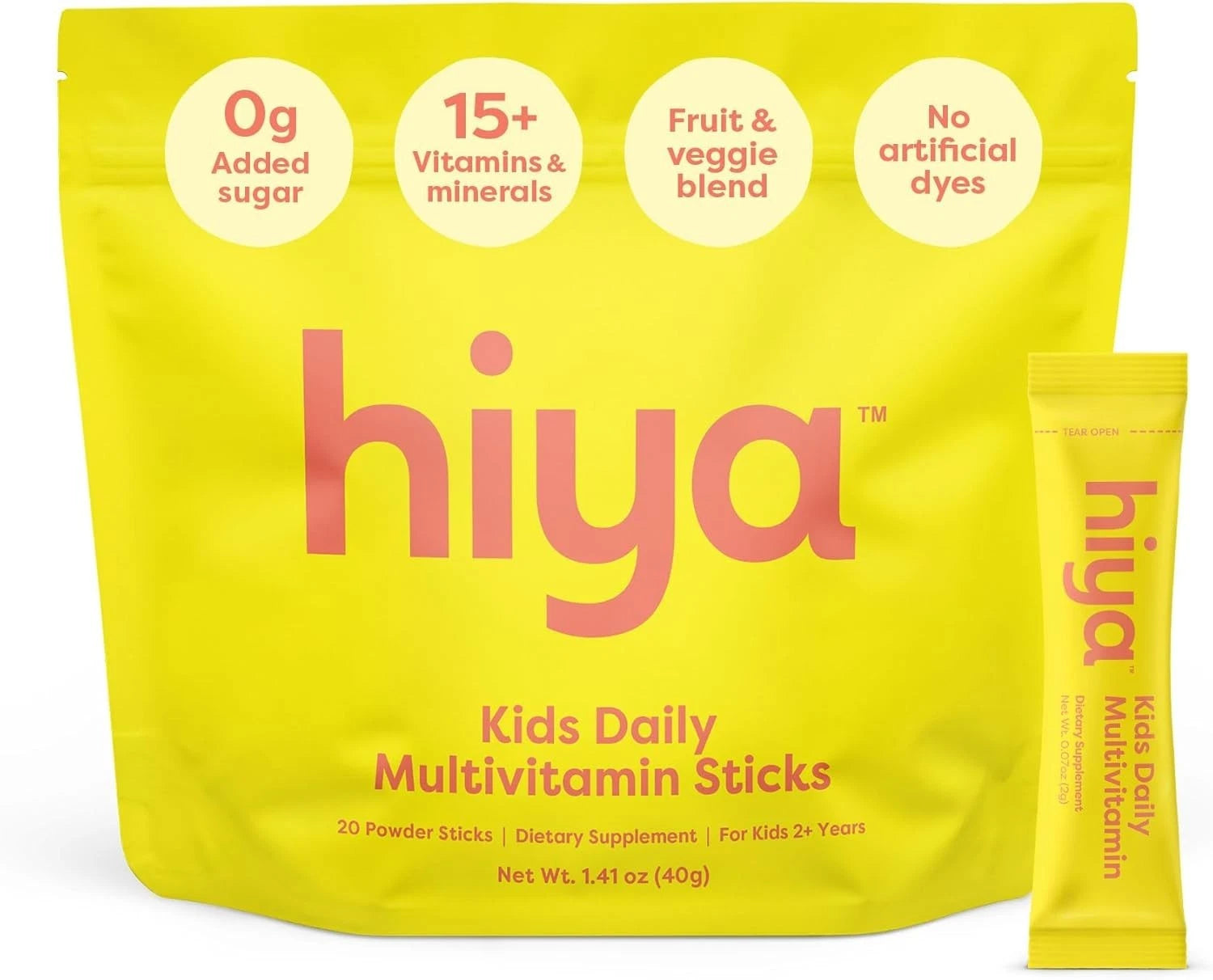 HIYA Kids Multivitamin 20 Stick Packs for Toddlers & Kids