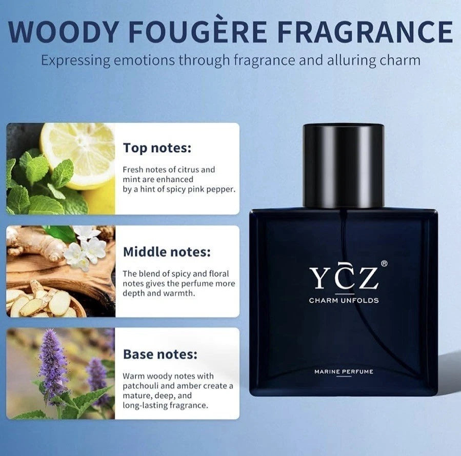 YCZ Charm Unfolds Men's Marine Cologne Perfume for Men - 1.7 fl oz (50ml) Natural