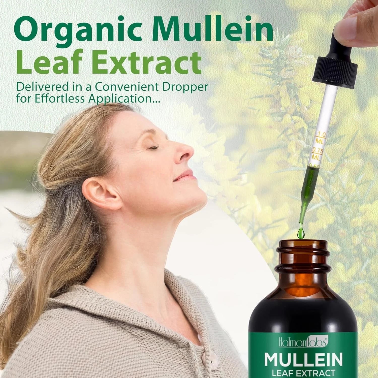 Mullein Drops for Lungs, Mullein Leaf Extract for Lungs, Natural Mullein Herbal