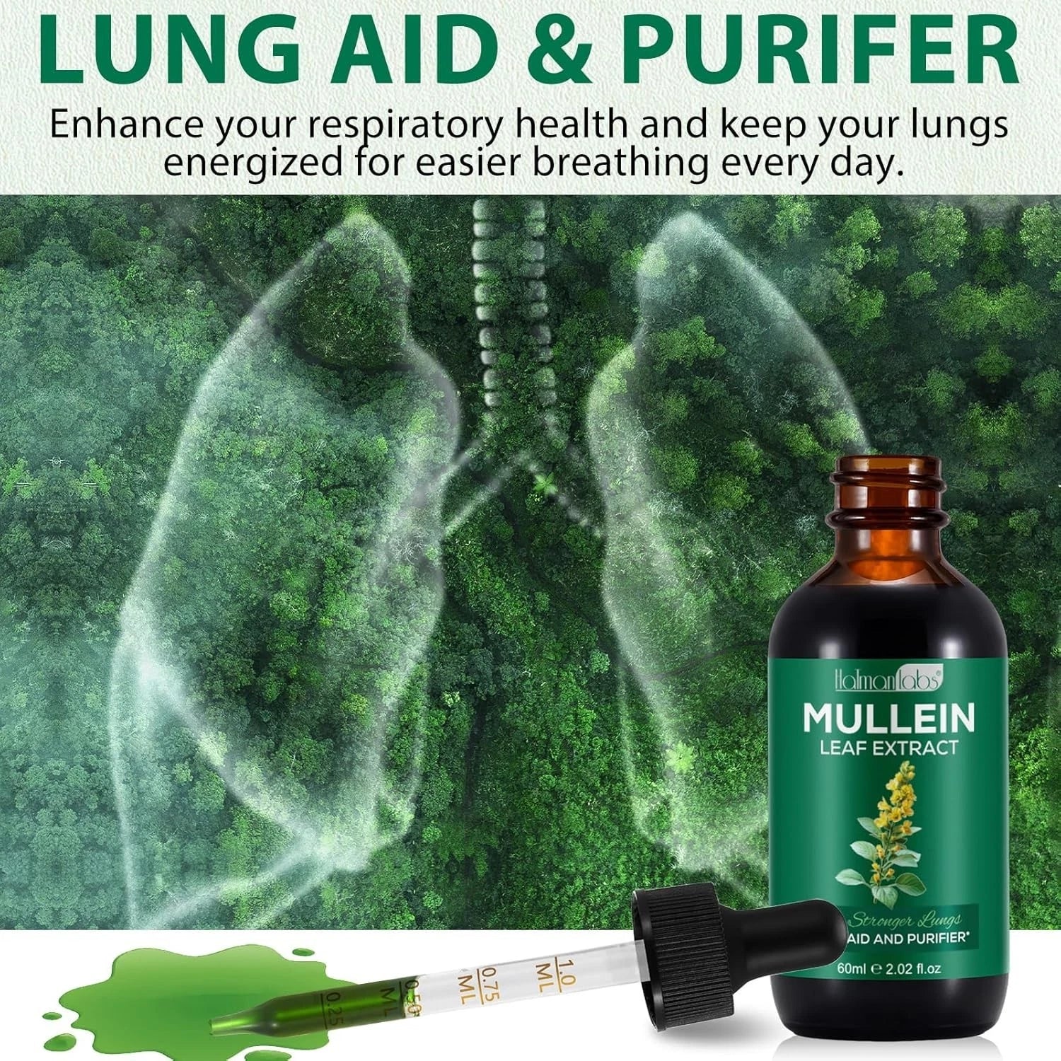Mullein Drops for Lungs, Mullein Leaf Extract for Lungs, Natural Mullein Herbal